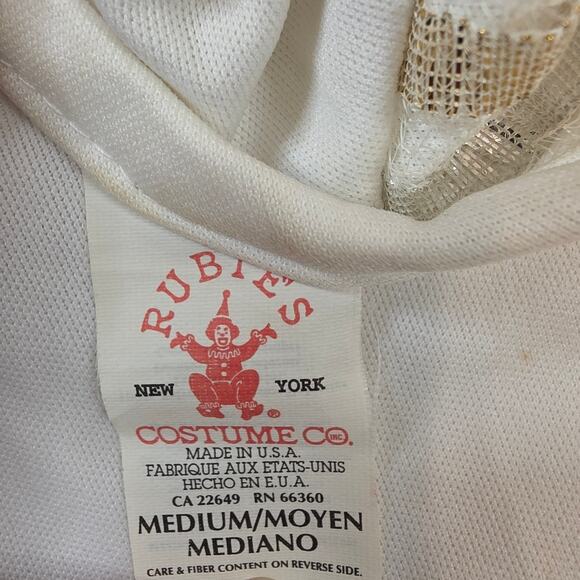 Vintage Rubie’s Angel Costume White Gold Sequin Dress Child Medium USA Made 70s - Picture 3 of 12